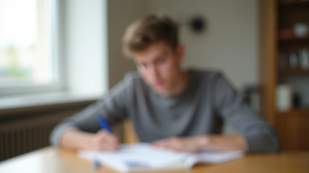Student v tichém studijním prostředí se soustředí na úkol, přirozené osvětlení z okna